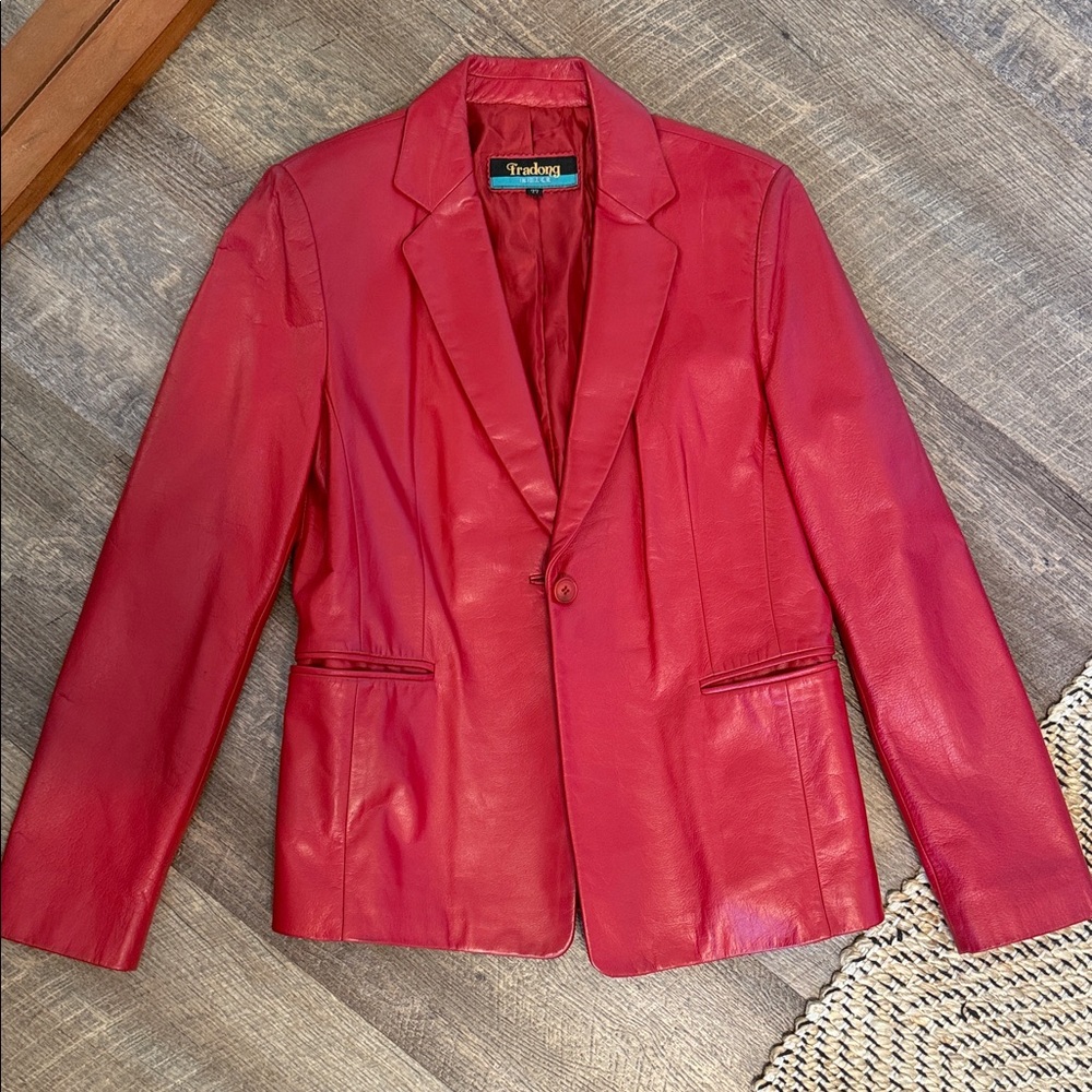 Vintage Red Leather Coat